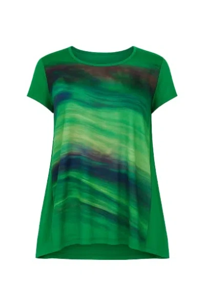 Conquista Women's Green Print Detail A Line Top
