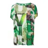 Conquista Women's Green Print Flama Top With Tie Detail In Green