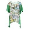 Conquista Women's Green Print Stretch Jersey Top With A Pointed Hemline Plus Size In Green