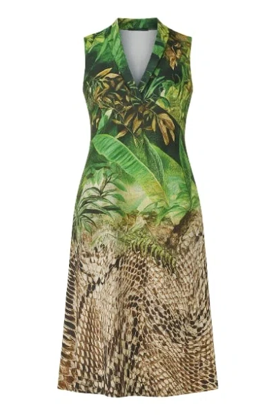 Conquista Women's Green Safari Empire Waist Dress