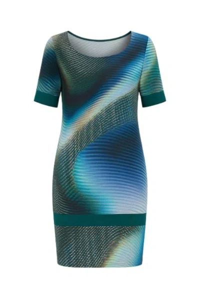Conquista Women's Green Short Sleeve Straight Dress