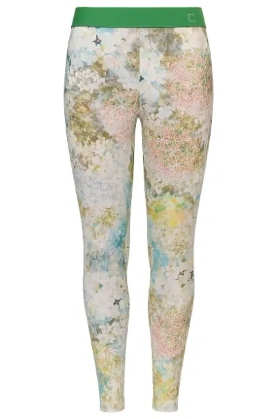 Conquista Women's Green Silky Floral Pants