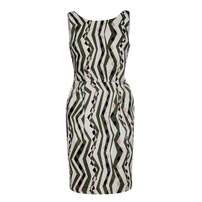 Conquista Women's Green Sleeveless Fitted Print Dress