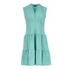 CONQUISTA WOMEN'S GREEN SLEEVELESS JADE COTTON JERSEY DRESS