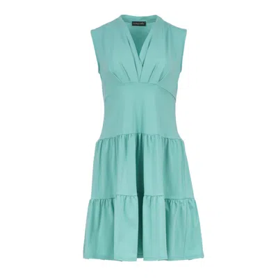 Conquista Women's Green Sleeveless Jade Cotton Jersey Dress