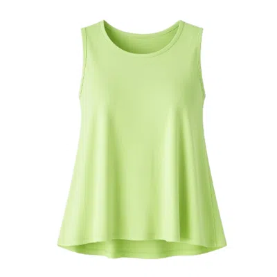 Conquista Women's Green Sleeveless Top With Rounded Hemline