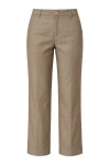 Conquista Women's Green Straight Linen Pants Khaki In Gray