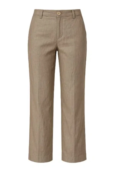 Conquista Women's Green Straight Linen Pants Khaki In Gray