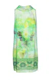 Conquista Women's Green Straight Sleeveless Print Dress By  In Green