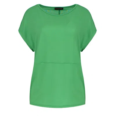 Conquista Women's Green Stretch Jersey Boat Neckline Top