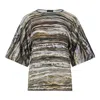 Conquista Women's Green Textured Knit-effect Printed Oversized T-shirt In Green
