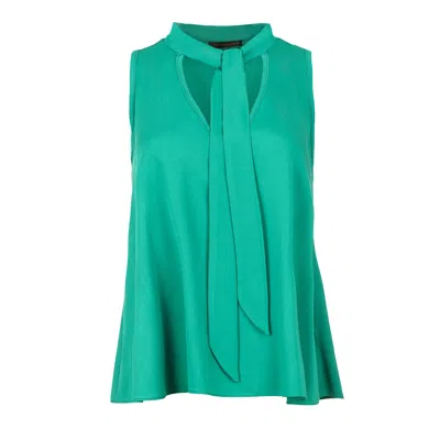 Conquista Women's Green Tie Detail Sleeveless Top
