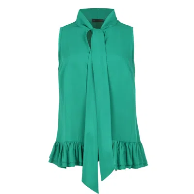 Conquista Women's Green Tie Detail Top With Frills