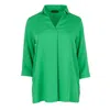 Conquista Women's Green V Neck Top In Green