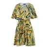Conquista Women's Green Vibrant Safari Viscose Wrap Dress In Green