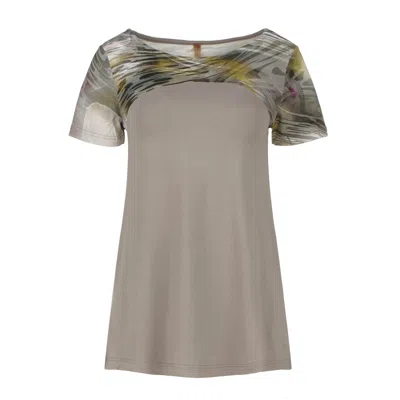 Conquista Women's Grey Animal Print Detail Top