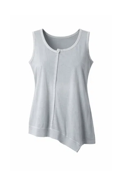 Conquista Women's Grey Asymmetric Hem Sleeveless Jersey Top