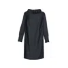 Conquista Women's Grey Casual H-line Stand Collar Long Sleeve Midi Dress In Grey