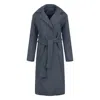 Conquista Women's Grey Charcoal Wool-cotton Blend Coat With Shawl Collar & Elegant Belt In Grey