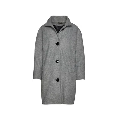 Conquista Women's Grey Coat With Upright Collar By  Fashion