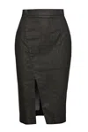 CONQUISTA WOMEN'S GREY DUSTY GREEN PENCIL SKIRT BY CONQUISTA FASHION