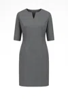 Conquista Women's Grey Elbow Sleeve Straight Tailored Dress In Gray