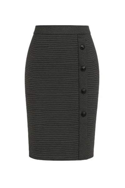 Conquista Women's Grey Elegant Stripes Sheath Pencil Skirt In Gray