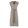 Conquista Women's Grey Elegant Taupe Wrap Midi Dress In Jersey In Grey