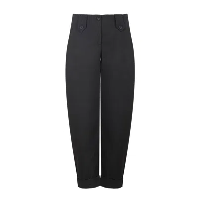 Conquista Women's Grey Full Length Virgin Wool Style Turn Up Pants