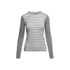 Conquista Women's Grey Long Sleeve Stripe Top In Grey