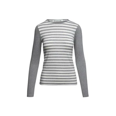 Conquista Women's Grey Long Sleeve Stripe Top
