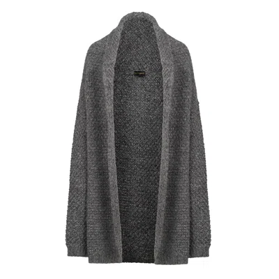 Conquista Women's Grey Loose Fit Mohair Wool Open Front Cardigan In Gray