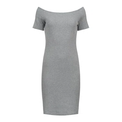 Conquista Women's Grey Off-shoulder Ribbed Dress - Gray, One Size