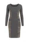 Conquista Women's Grey Patterned Straight Sweater Dress In Gray