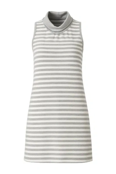 Conquista Women's Grey Polo Neck Striped Dress In Gray
