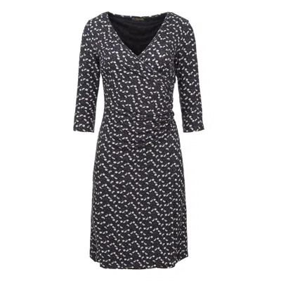 Conquista Women's Grey Print Faux Wrap Wool Dress