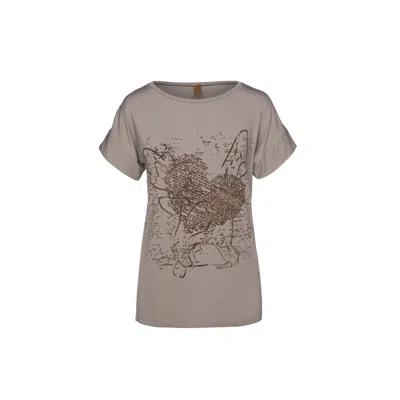 Conquista Women's Grey Printed Micromodal Tee Swl
