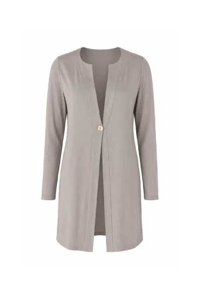 Conquista Women's Grey Refined Longline Button Cardigan In Gray