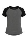 Conquista Women's Grey Short Sleeve Top With Rounded Hem In Gray