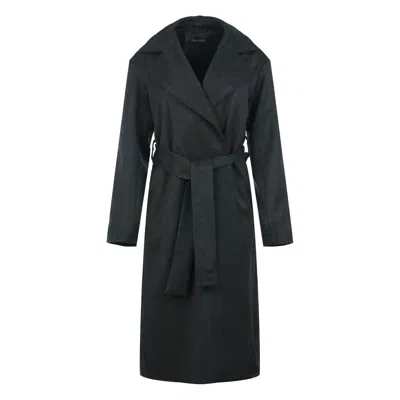 Conquista Women's Grey Sophisticated Onyx Wool-blend Trench Coat