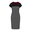 Conquista Women's Grey Straight Short Sleeve Dress With Stand Up Collar In Gray