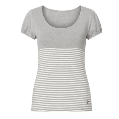 Conquista Women's Grey Striped Short Sleeve Top In Gray