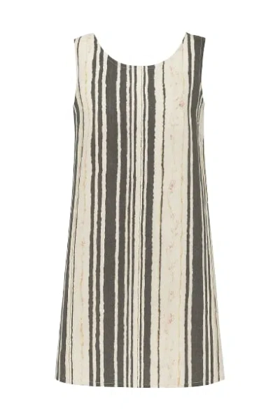 Conquista Women's Grey Striped Straight Dress With Belt In Gray