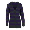 Conquista Women's Grey Striped Wool Blend Cardigan In Grey