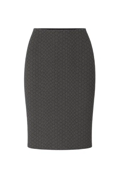 Conquista Women's Grey Textured Pencil Skirt With Elegant Slim Fit In Gray