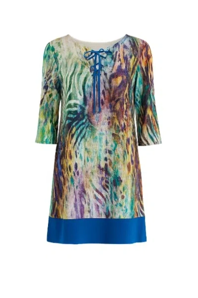 Conquista Women's Hem Detail A Line Dress In Blue