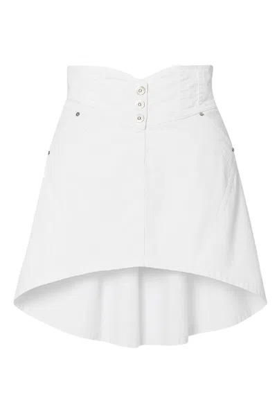 Conquista Women's High-waist Asymmetric White Skirt – Modern Tailoring & Effortless Style