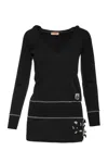 Conquista Women's Hooded Black Tunic With Appliqué Detail In Black