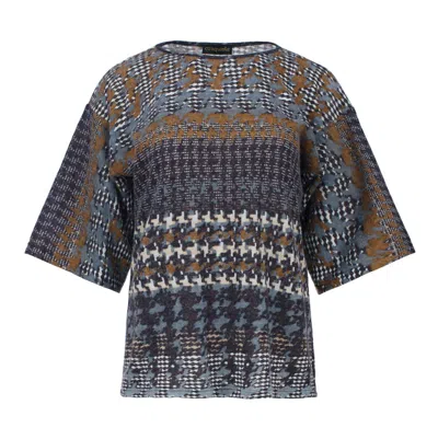 Conquista Women's Houndstooth Knit-effect Oversized T-shirt