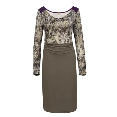 Conquista Women's Jersey & Punto Di Roma Cowl Neck Dress In Blue